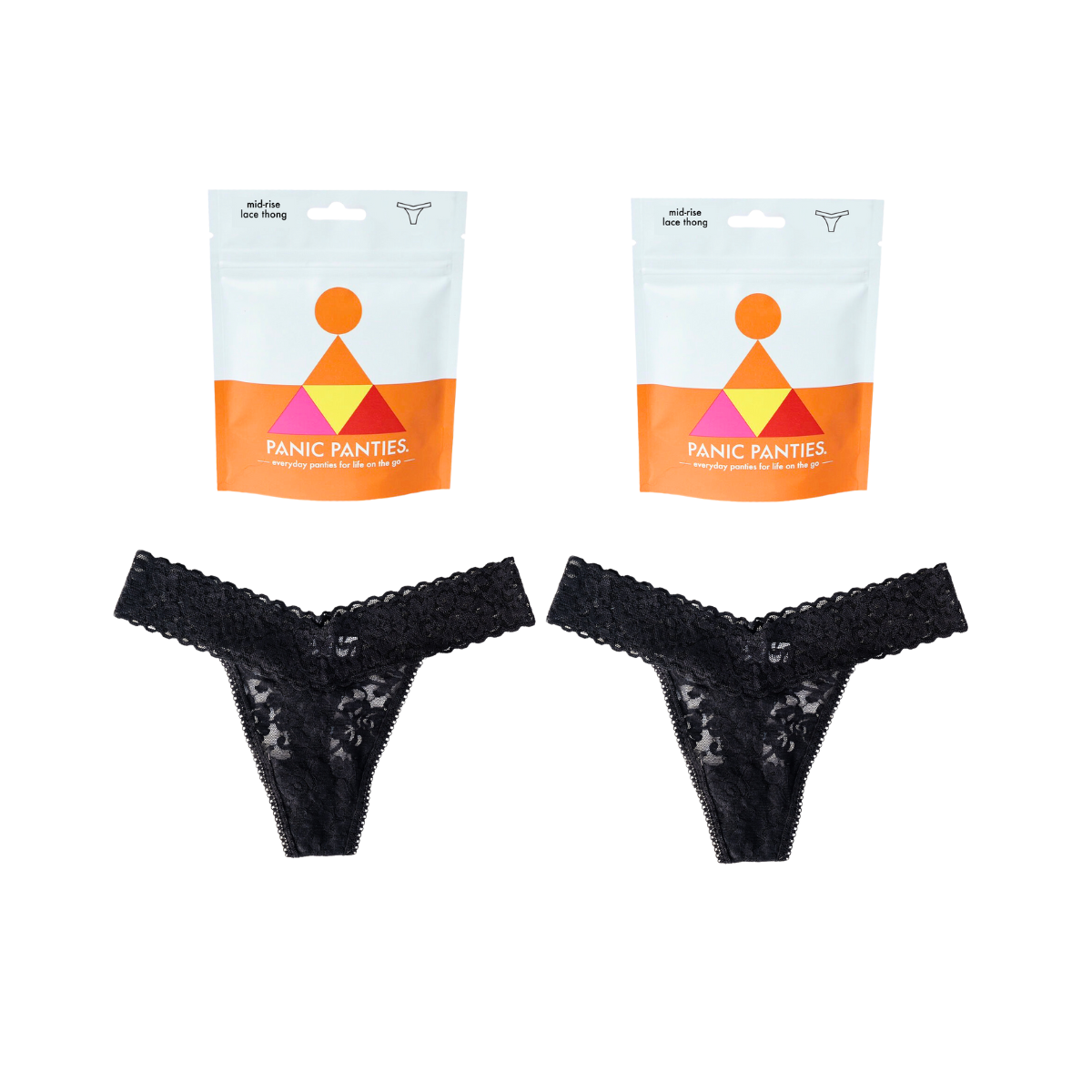 2-Pack, Mid-Rise Lace Thong